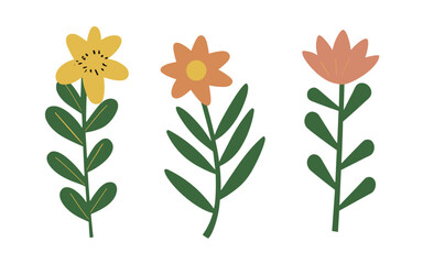 Abstract wildflowers vector clipart. 