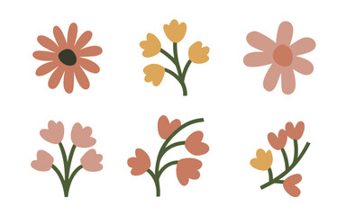 Abstract wildflowers vector clipart. 