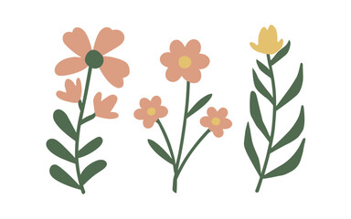 Abstract wildflowers vector clipart. 