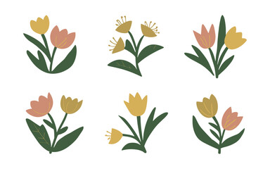 Abstract wildflowers vector clipart. 