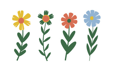 Abstract wildflowers vector clipart. 