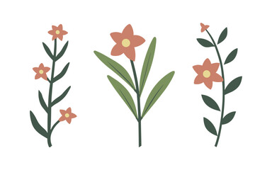 Abstract wildflowers vector clipart. 