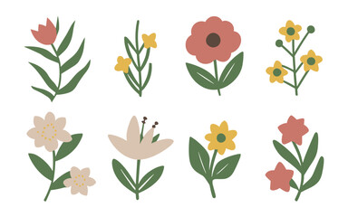 Abstract wildflowers vector clipart. 