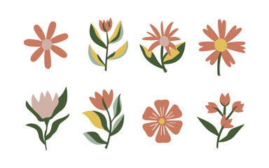 Abstract wildflowers vector clipart. 