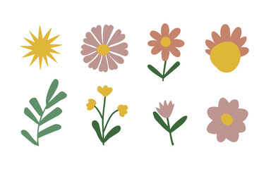 Abstract wildflowers vector clipart. 