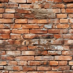 Obraz premium Seamless pattern of weathered old red brick wall texture for vintage background design