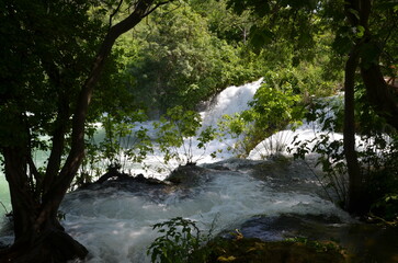 water cascades in wild nature in "Krka National Park"