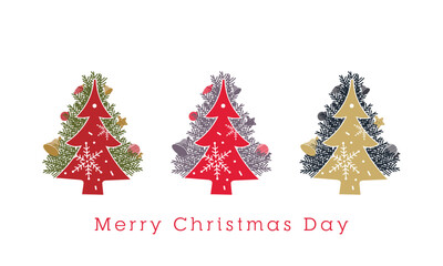 Christmas tree. Merry Christmas greeting card template. Party invitation card, social media poster, flyer, banner vector illustration. 