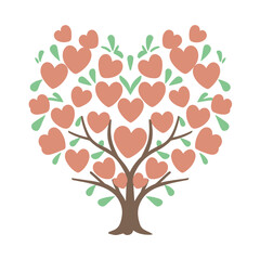 Abstract tree vector clipart. Valentine's day vector clipart. Spring illustration.