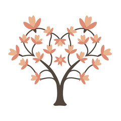 Abstract tree vector clipart. Valentine's day vector clipart. Spring illustration.