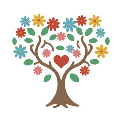 Abstract tree vector clipart. Valentine's day vector clipart. Spring illustration.