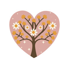 Abstract tree vector clipart. Valentine's day vector clipart. Spring illustration.