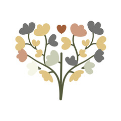 Abstract tree vector clipart. Valentine's day vector clipart. Spring illustration.