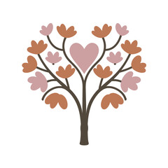 Obraz premium Abstract tree vector clipart. Valentine's day vector clipart. Spring illustration.