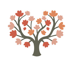 Abstract tree vector clipart. Valentine's day vector clipart. Spring illustration.