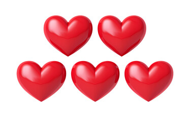 Valentine's day background with red hearts floating and isolated on transparent white background, clipping path.