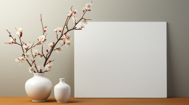 Toile blanche et fleurs de cerisier