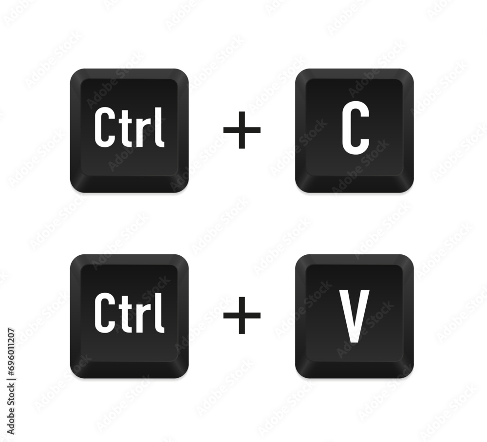 Poster ctrl c and ctrl v computer keyboard buttons. desktop interface. web icon. keyboard logo computer car