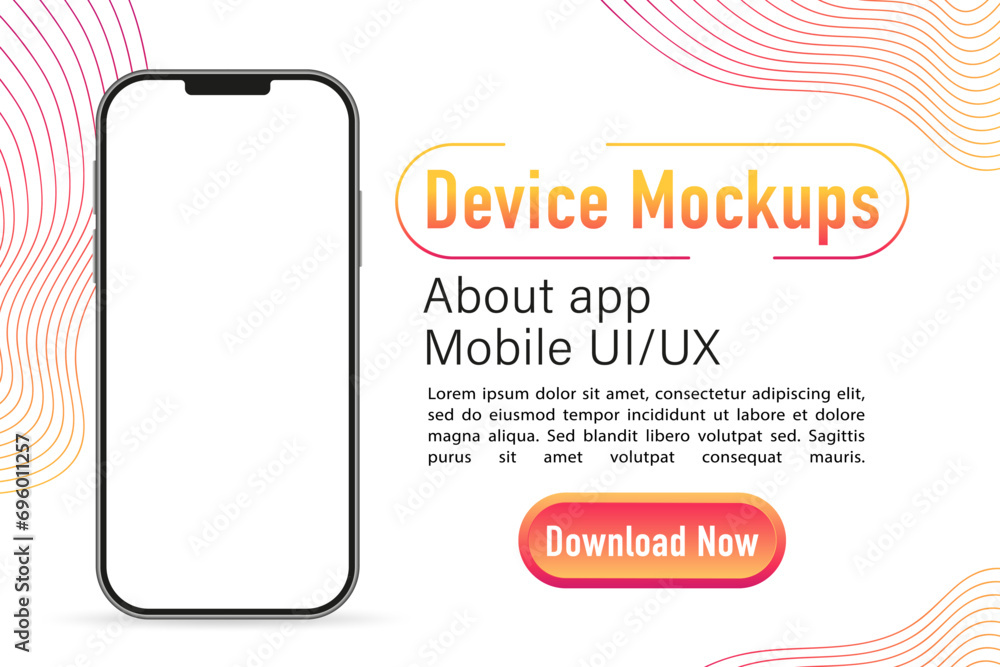 Poster smartphone frame blank screen, 3d phone mockup. modern design. device layout. interface ui and ux de