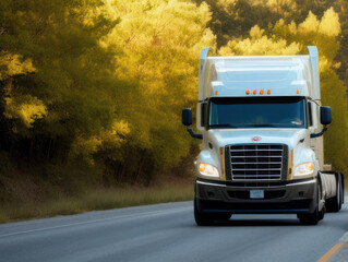 Fototapeta na wymiar Hydrogen gas tank trailer truck on the road, Hydrogen renewable energy, Energy Hydrogen gas transportation