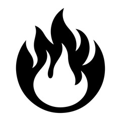 Fire Flame Icon vector art illustration, Minimal Flame Icon black color silhouette