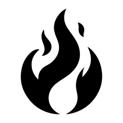 Fire Flame Icon vector art illustration, Minimal Flame Icon black color silhouette