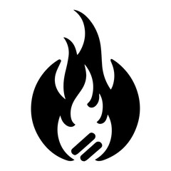 Fire Flame Icon vector art illustration, Minimal Flame Icon black color silhouette