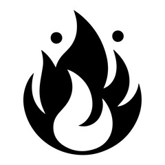 Fire Flame Icon vector art illustration, Minimal Flame Icon black color silhouette