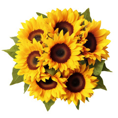 Flower bouquet with sunflowers. isolated on transparent