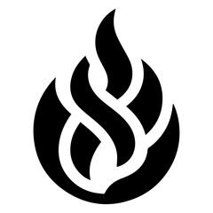 Fire Flame Icon vector art illustration, Minimal Flame Icon black color silhouette