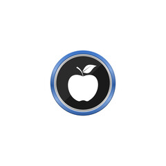 Apple fruit blue button icon isolated on transparent background