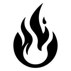 Fire Flame Icon vector art illustration, Minimal Flame Icon black color silhouette