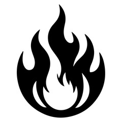 Fire Flame Icon vector art illustration, Minimal Flame Icon black color silhouette