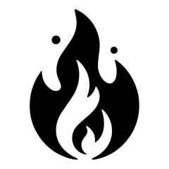 Fire Flame Icon vector art illustration, Minimal Flame Icon black color silhouette