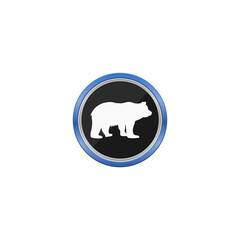 Bear blue button icon isolated on transparent background