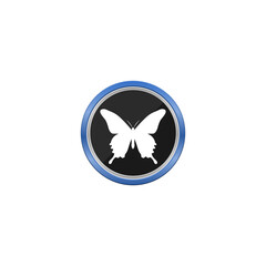 Butterfly blue button icon isolated on transparent background