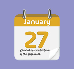 Calendar with the date January 27. Days of the year.