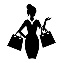 Shopping girl Icon vector art illustration, Female Shopping Icon vector