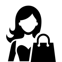 Shopping girl Icon vector art illustration, Female Shopping Icon vector