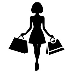 Shopping girl Icon vector art illustration, Female Shopping Icon vector