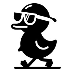 Mr. Duck Funny Carton Character vector art Illustration, Duck wearing a sun glass vector