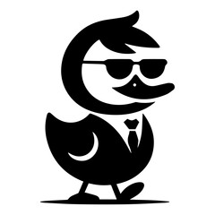 Mr. Duck Funny Carton Character vector art Illustration, Duck wearing a sun glass vector
