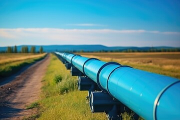 gas pipe line that laid through green field - obrazy, fototapety, plakaty