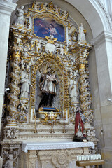 Interior of the Church of Santa Chiara in Baroque style, construction began in 1429 Lecce Italy