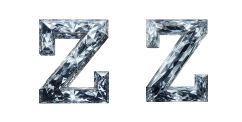diamond alphabet - letter Z - 3D isolated transparent background PNG - cristal letter Z from the alphabet - Glass Z letter
