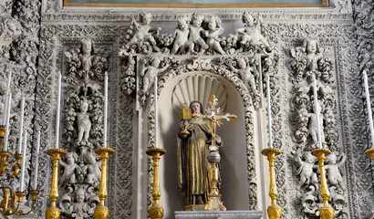 Interior of the Church of Santa Chiara in Baroque style, construction began in 1429 Lecce Italy