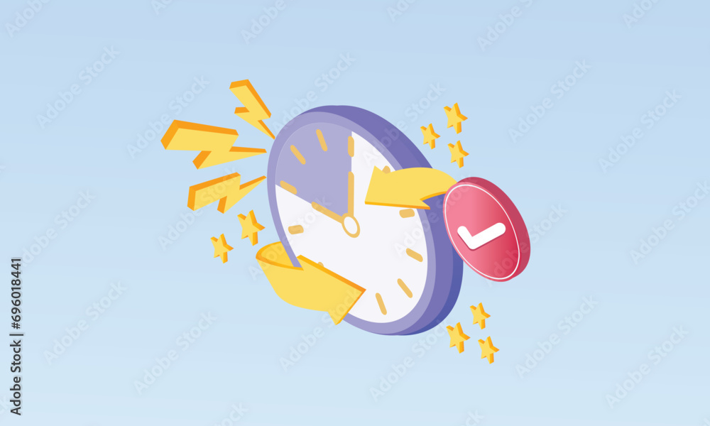 Poster 3d alarm clock icon for success delivery concept. time watch minimal for manage concept of time, ser