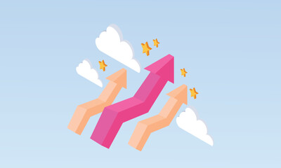 3D Business Arrow Target Direction.Concept to Success.3d handmade.3d goal for technology,online social media usage illustration.