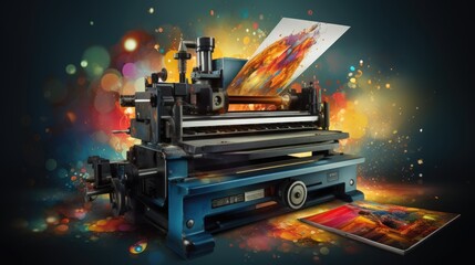 Printer for printing business. sign banner. print machine