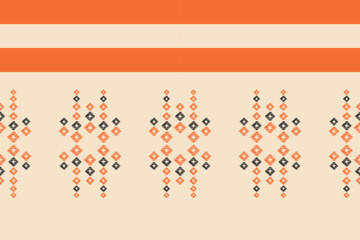 Ethnic Ikat fabric pattern geometric style.African Ikat embroidery Ethnic oriental pattern brown cream background. Abstract,vector,illustration.Texture,clothing,frame,decoration,carpet,motif.